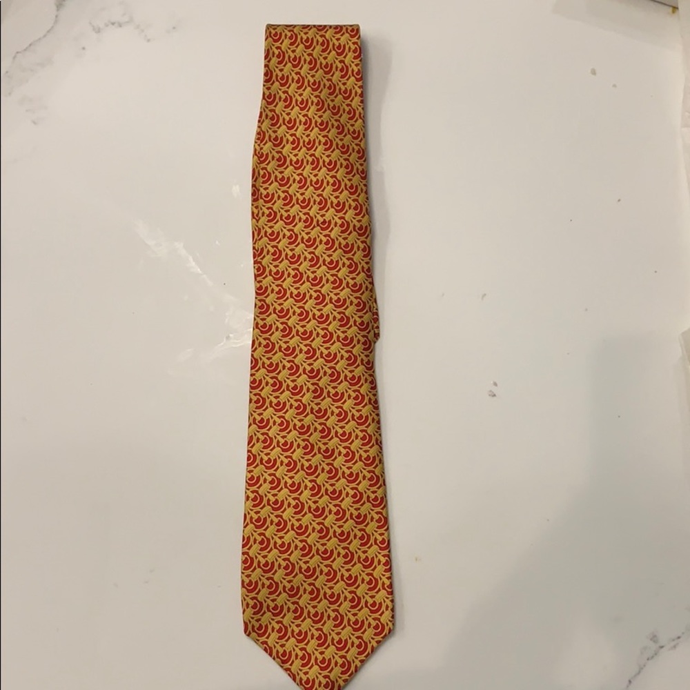 Gucci | Yellow + Red Horsebit Motif Silk Tie - Picture 1 of 3